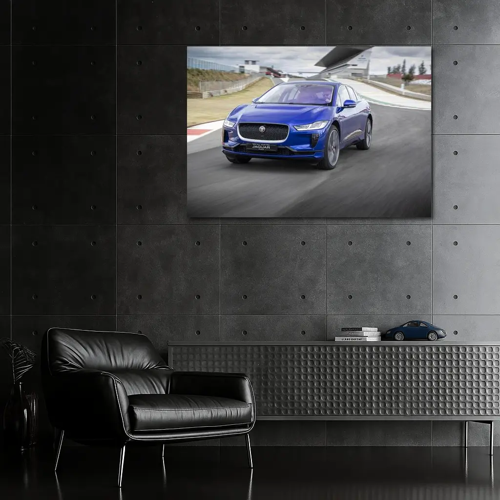 Jaguar I-Pace Blue Electric SUV Racing Track – Wall Art