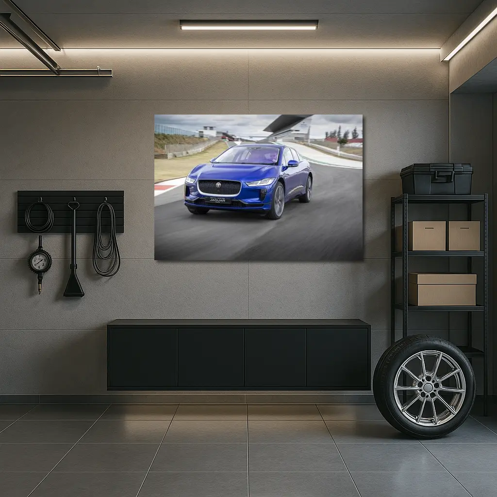 Jaguar I-Pace Blue Electric SUV Racing Track – Wall Art