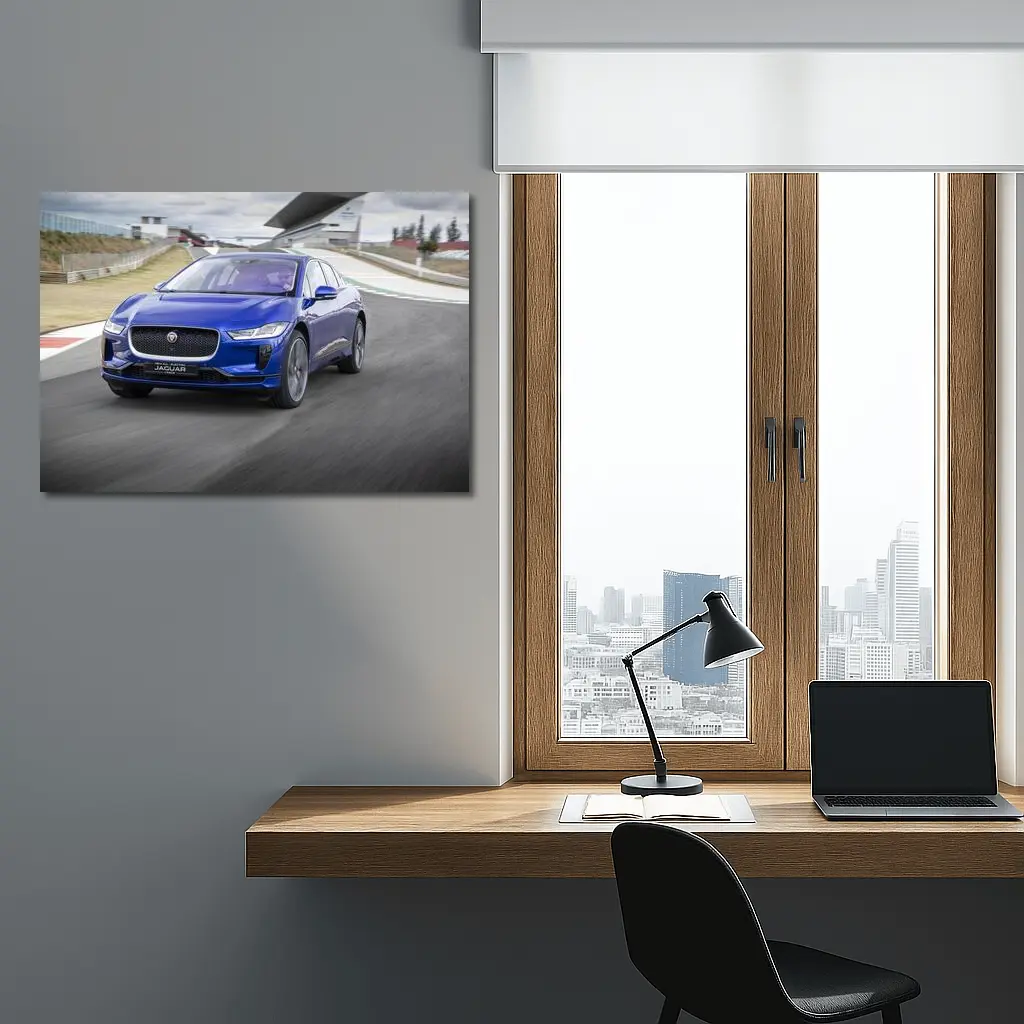 Jaguar I-Pace Blue Electric SUV Racing Track – Wall Art
