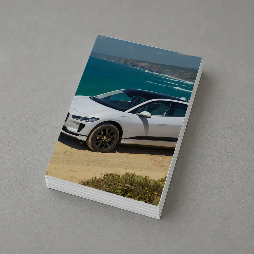 Jaguar I-Pace White SUV Coastal Cliffs – Postcards