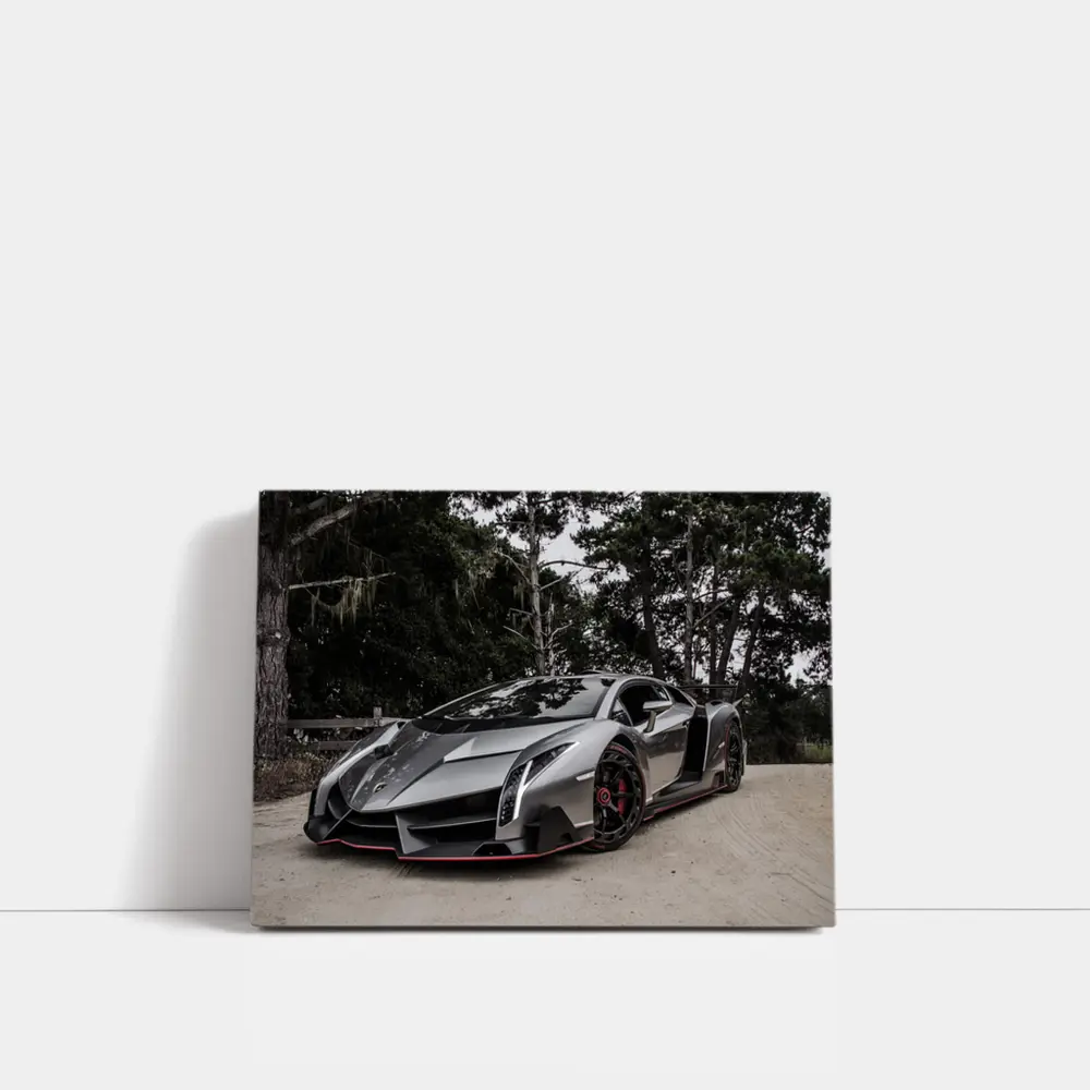 Lamborghini Veneno Gray Supercar Forest Road – Wall Art