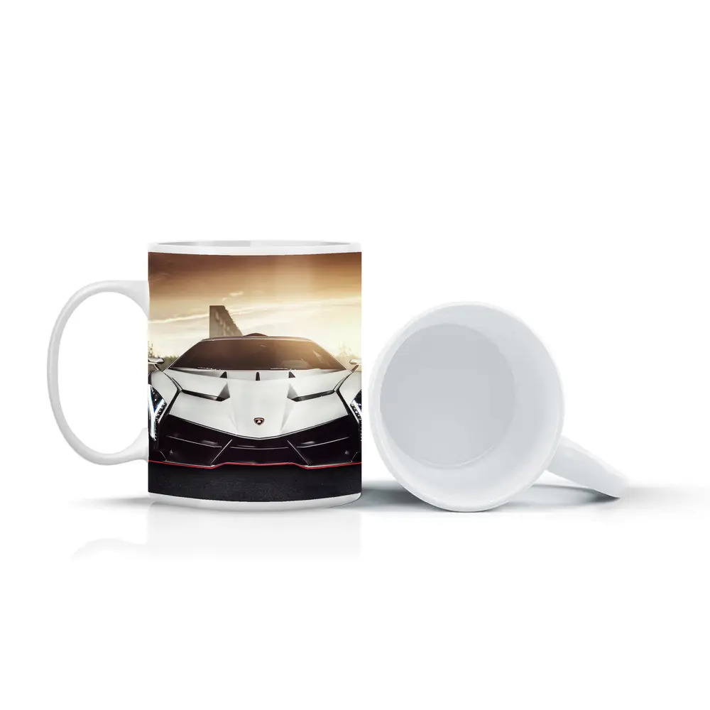 Lamborghini Veneno White Hypercar Golden Sky – Mugs