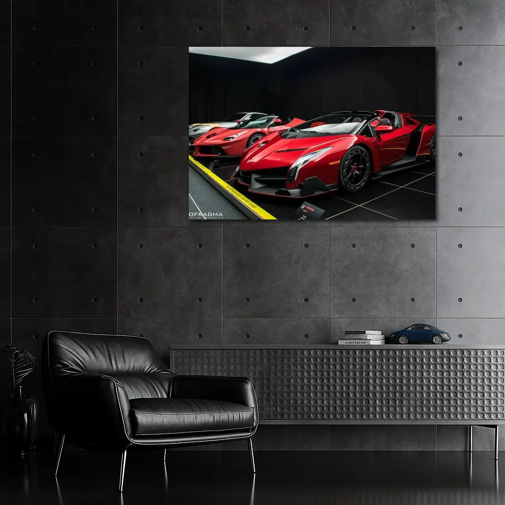 Lamborghini Veneno Roadster Red Showroom Display – Wall Art