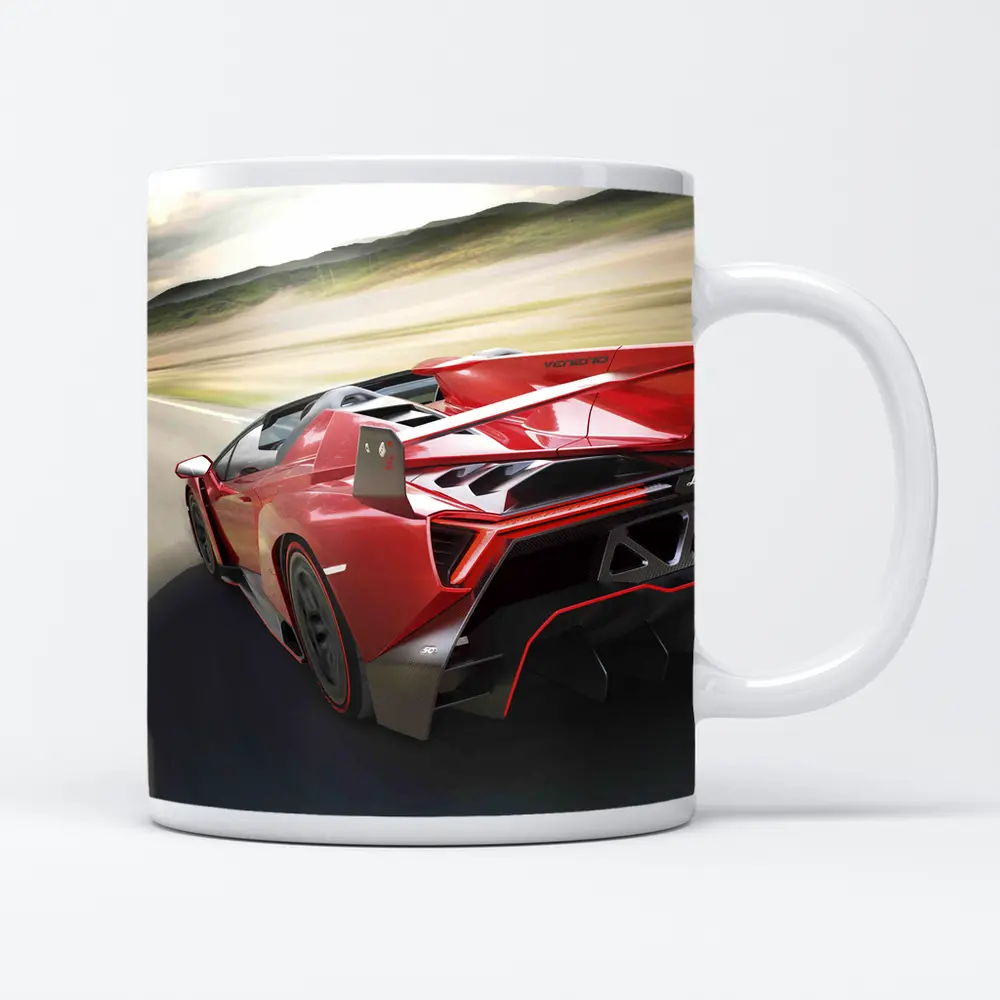 Lamborghini Veneno Roadster Red Highway Speed – Mugs