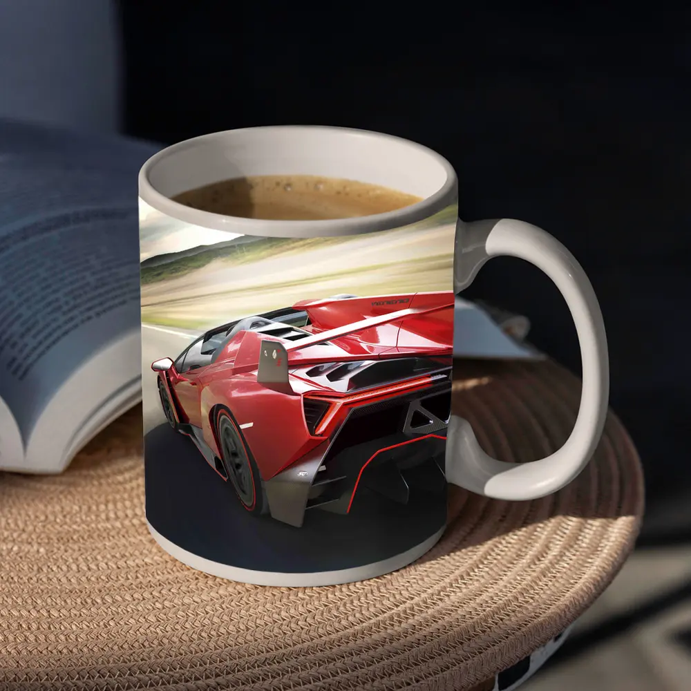 Lamborghini Veneno Roadster Red Highway Speed – Mugs