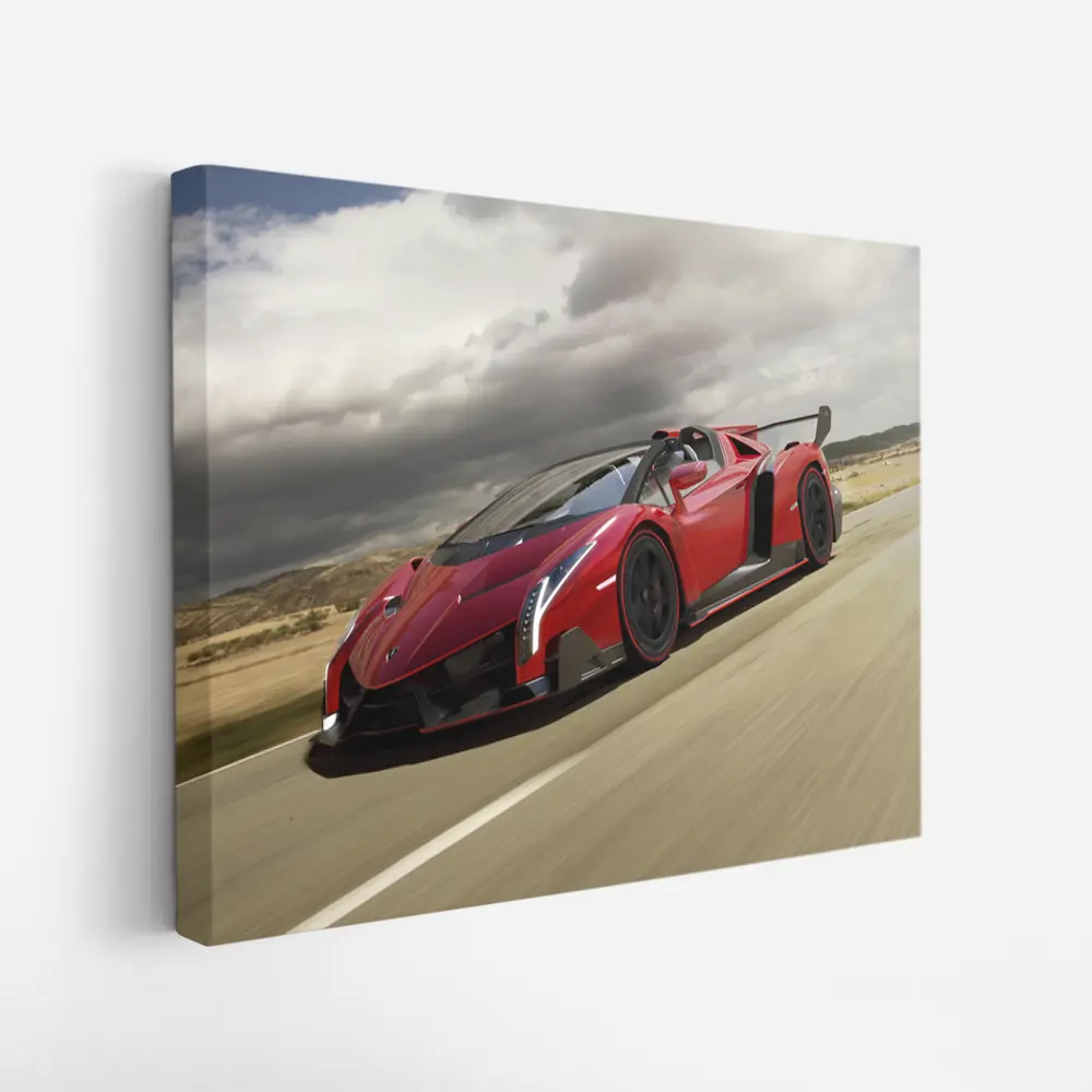 Lamborghini Veneno Red Racing On Track – Wall Art