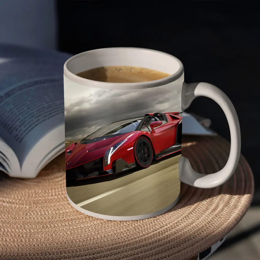 Lamborghini Veneno Red Racing On Track – Mugs