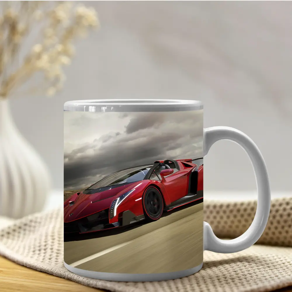 Lamborghini Veneno Red Racing On Track – Mugs