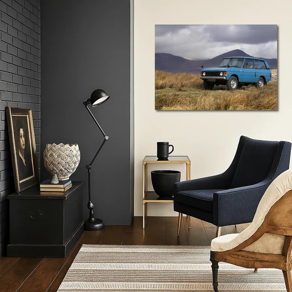 Classic Range Rover Blue Scottish Highlands – Wall Art