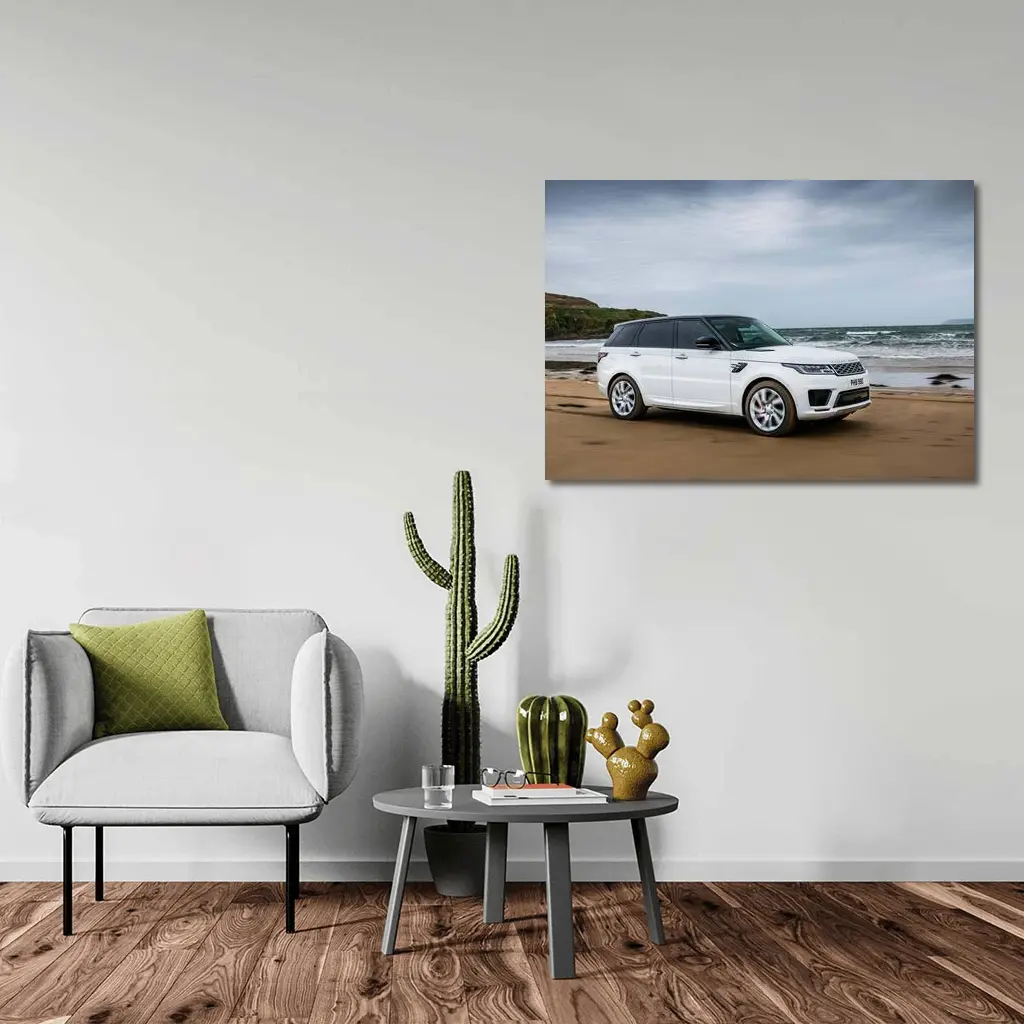 Land Rover Range Rover Sport White Beach Drive – Wall Art