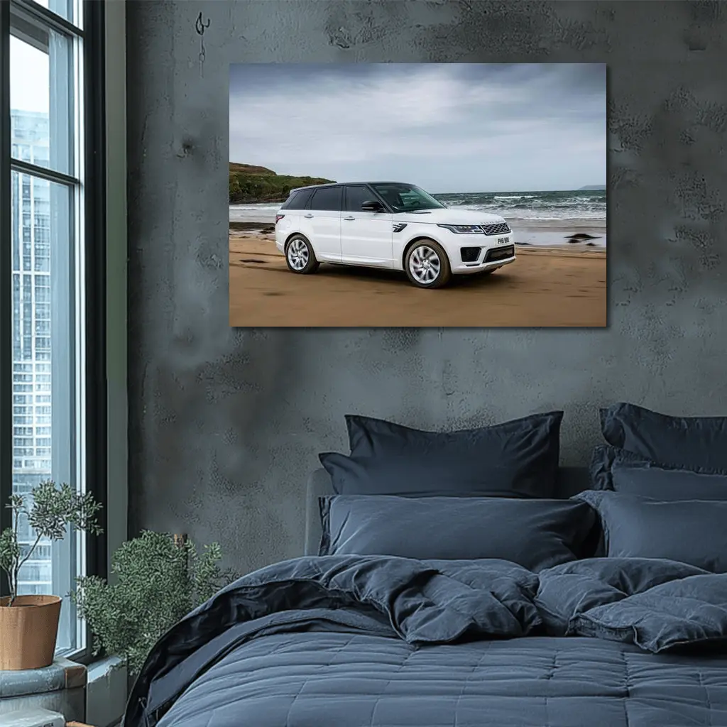 Land Rover Range Rover Sport White Beach Drive – Wall Art