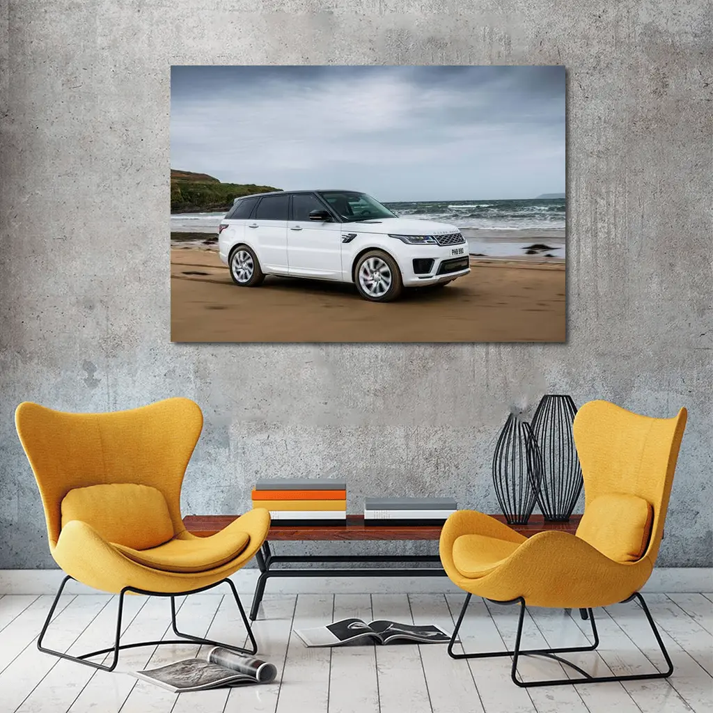 Land Rover Range Rover Sport White Beach Drive – Wall Art