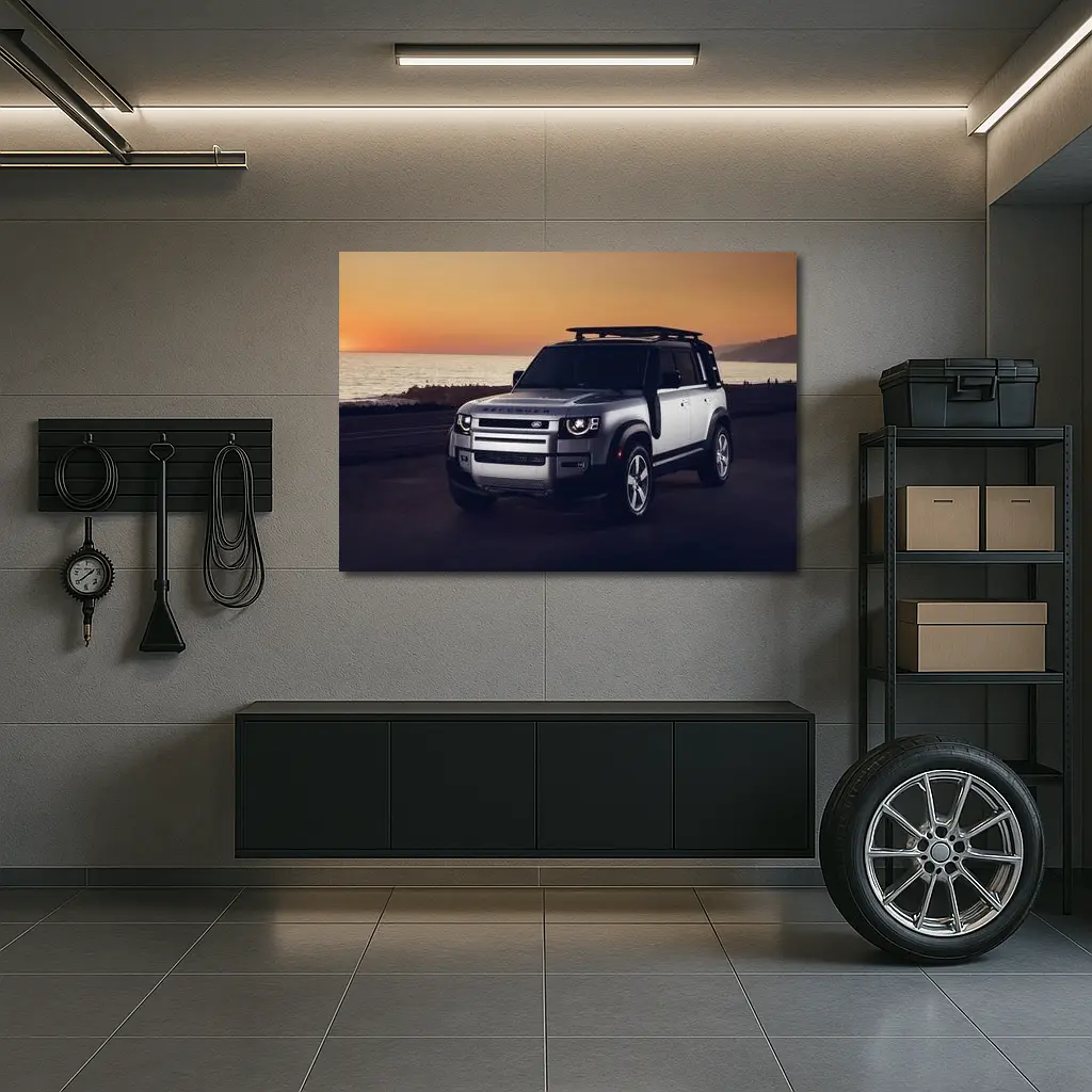 Land Rover Defender Coastal Sunset Drive – Wall Art