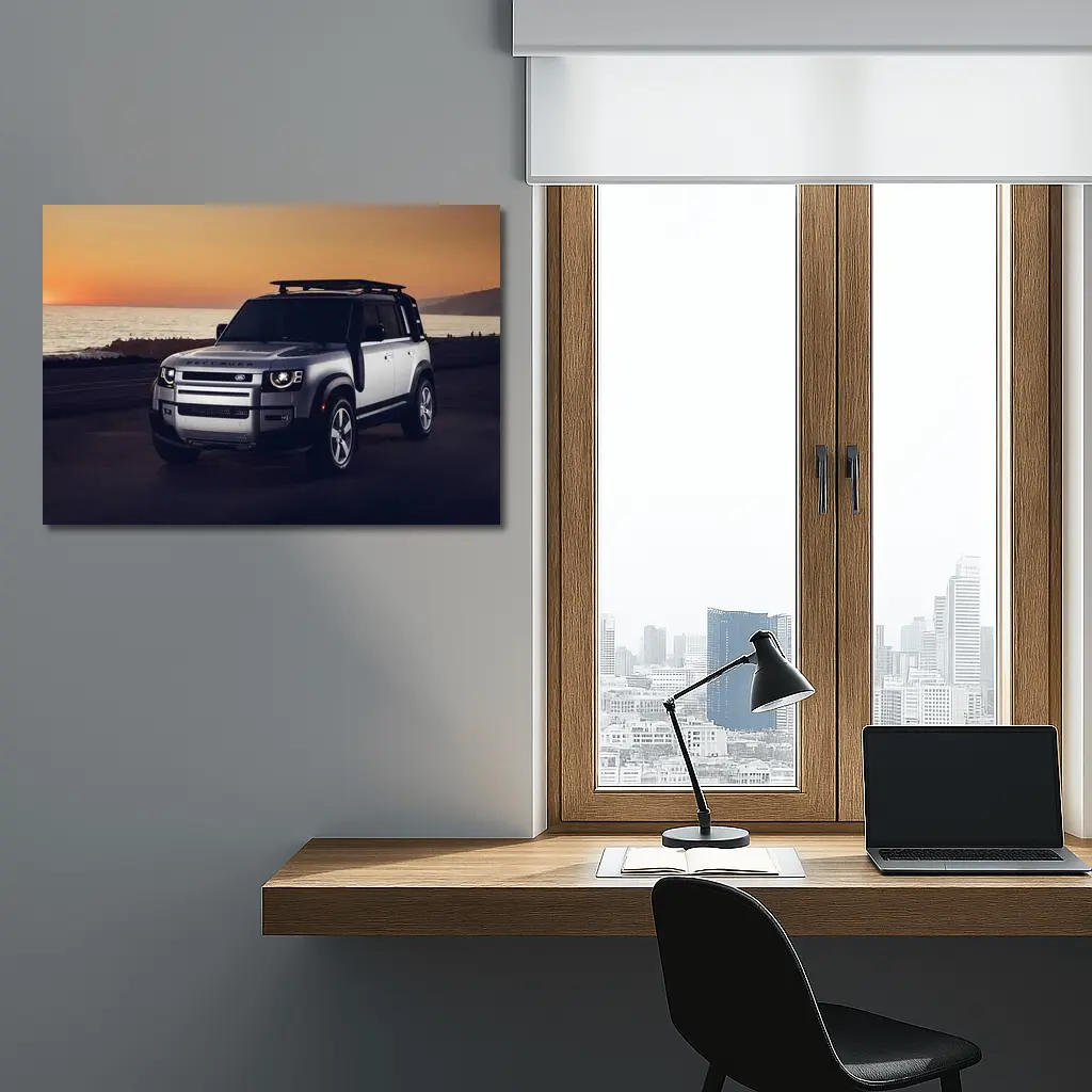 Land Rover Defender Coastal Sunset Drive – Wall Art