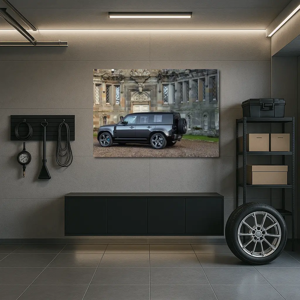 Land Rover Defender V8 Historic Manor Building – Wall Art