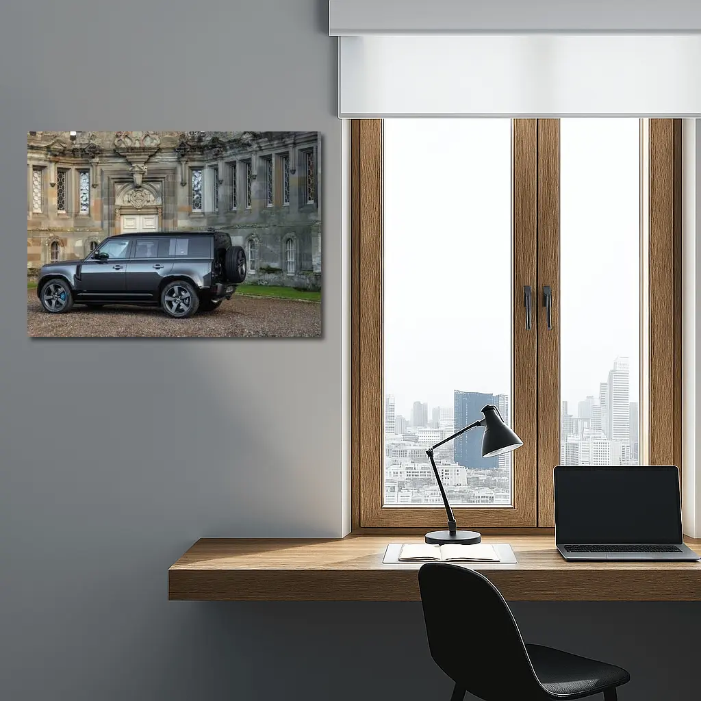 Land Rover Defender V8 Historic Manor Building – Wall Art