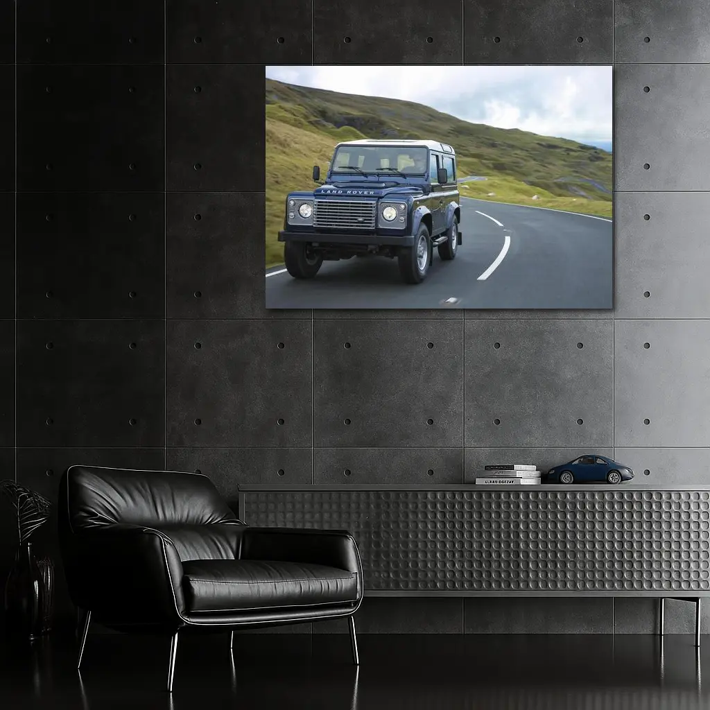 Land Rover Defender Rolling Through Highland Roads – Wall Art