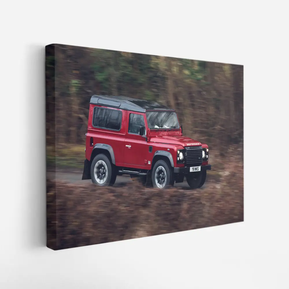 Land Rover Defender Red Forest Road Drive – Wall Art