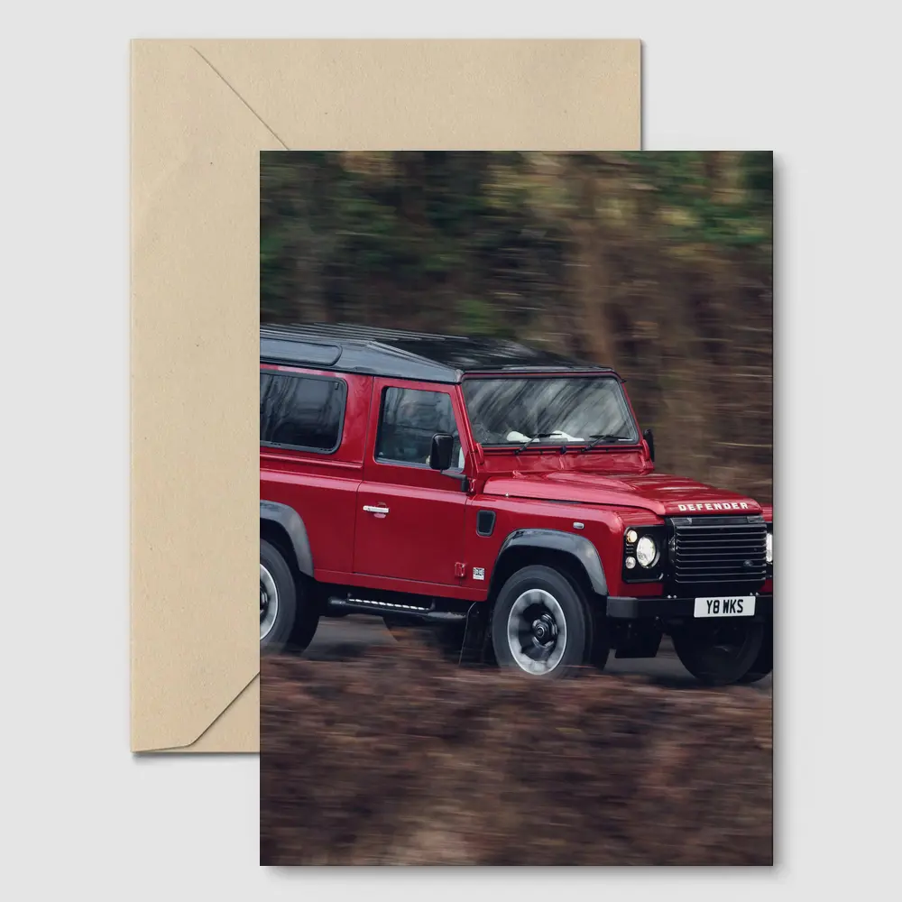 Land Rover Defender Red Forest Road Drive – Postcards