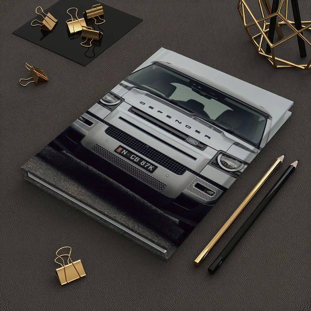 Land Rover Defender Front View Road Background – Notebooks