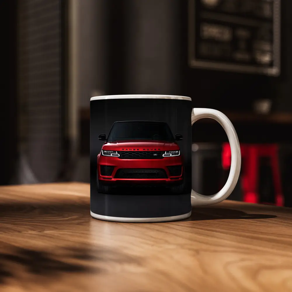 Red Range Rover Sport Dark Studio Background – Mugs