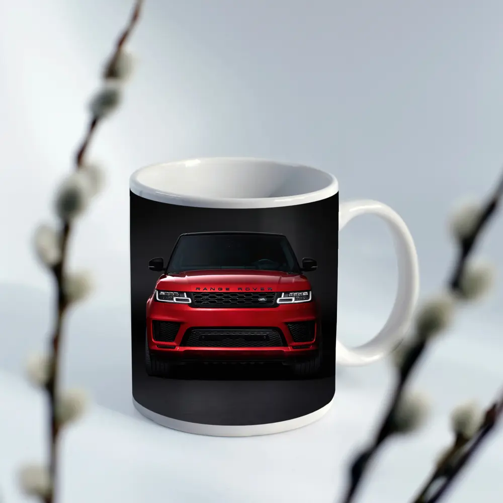 Red Range Rover Sport Dark Studio Background – Mugs
