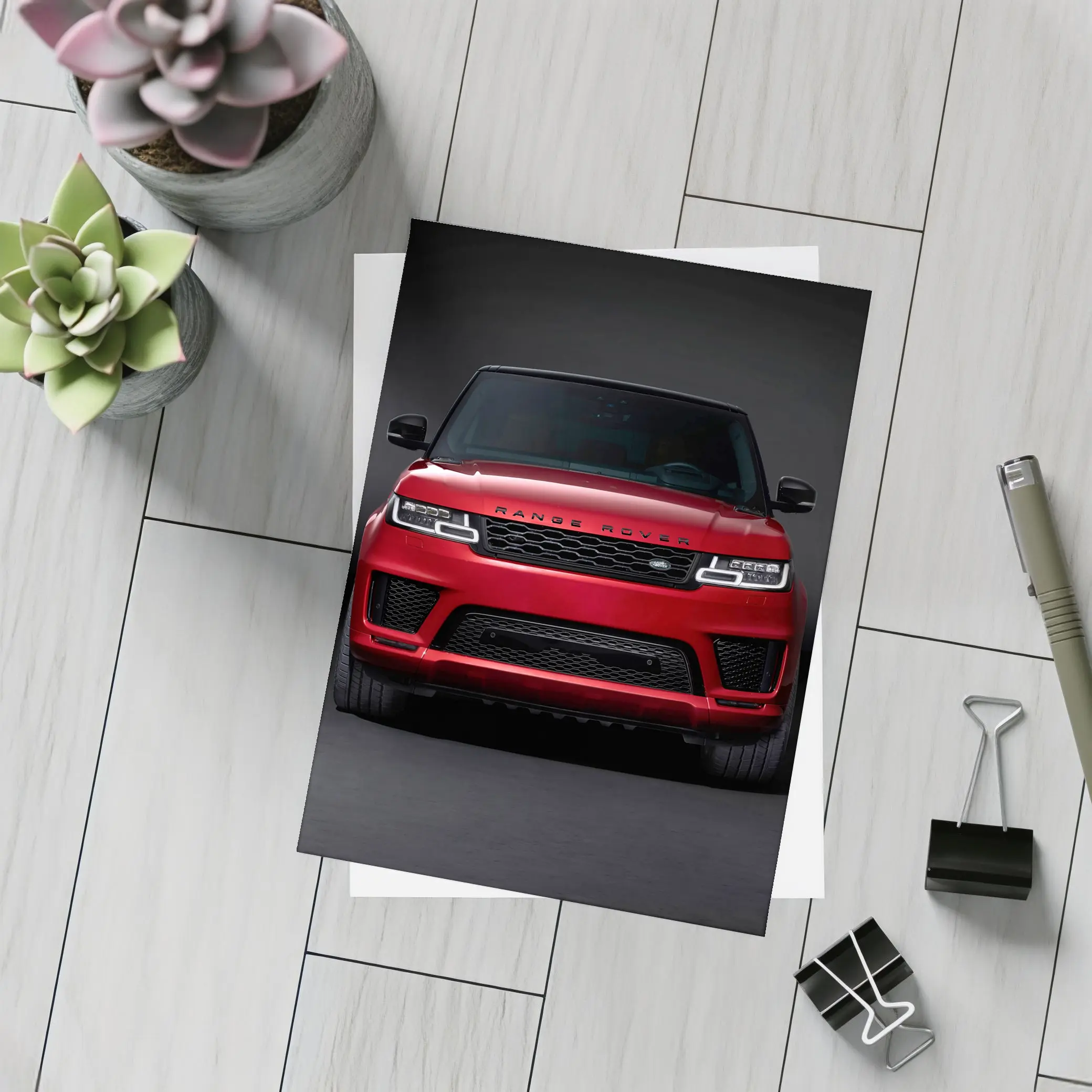 Red Range Rover Sport Dark Studio Background – Postcards