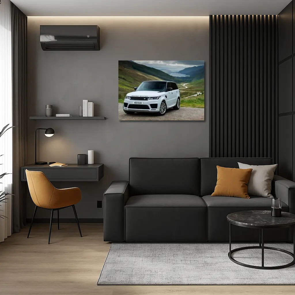 Range Rover Sport White Scottish Highland Landscape – Wall Art