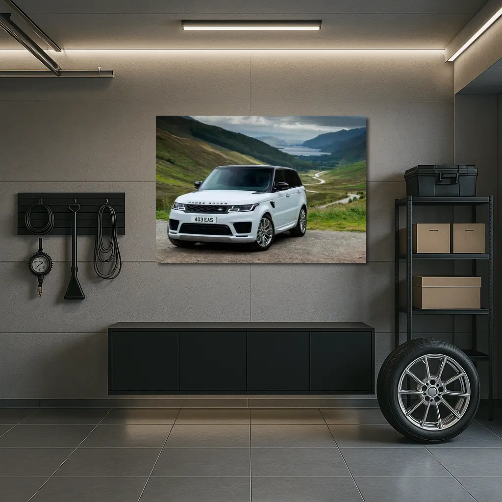 Range Rover Sport White Scottish Highland Landscape – Wall Art
