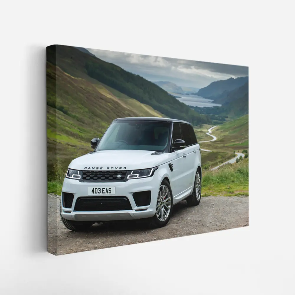 Range Rover Sport White Scottish Highland Landscape – Wall Art