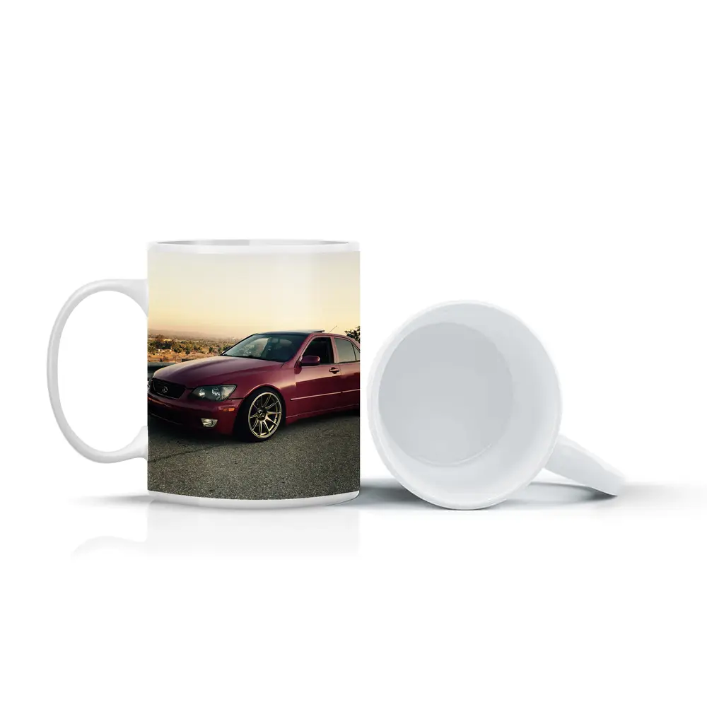 Lexus IS300 Red Sedan Parked Overlooking Valley – Mugs
