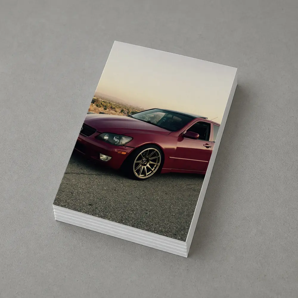 Lexus IS300 Red Sedan Parked Overlooking Valley – Postcards