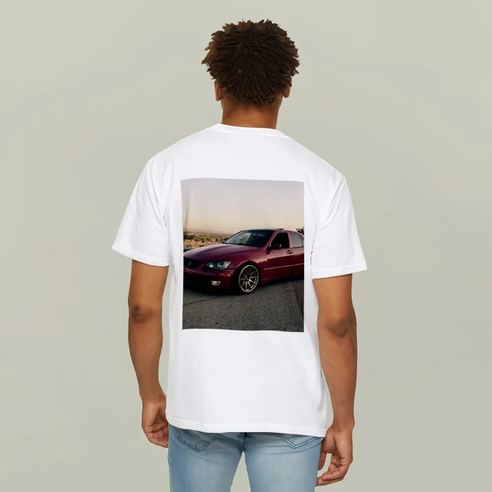 Lexus IS300 Red Sedan Parked Overlooking Valley – T-Shirts