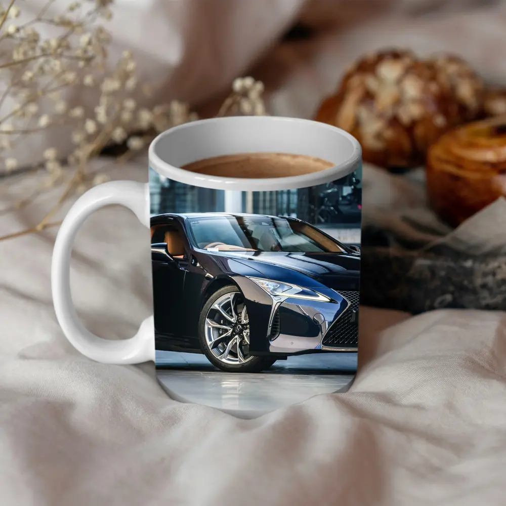 Lexus LC Black Sports Coupe Urban Setting – Mugs
