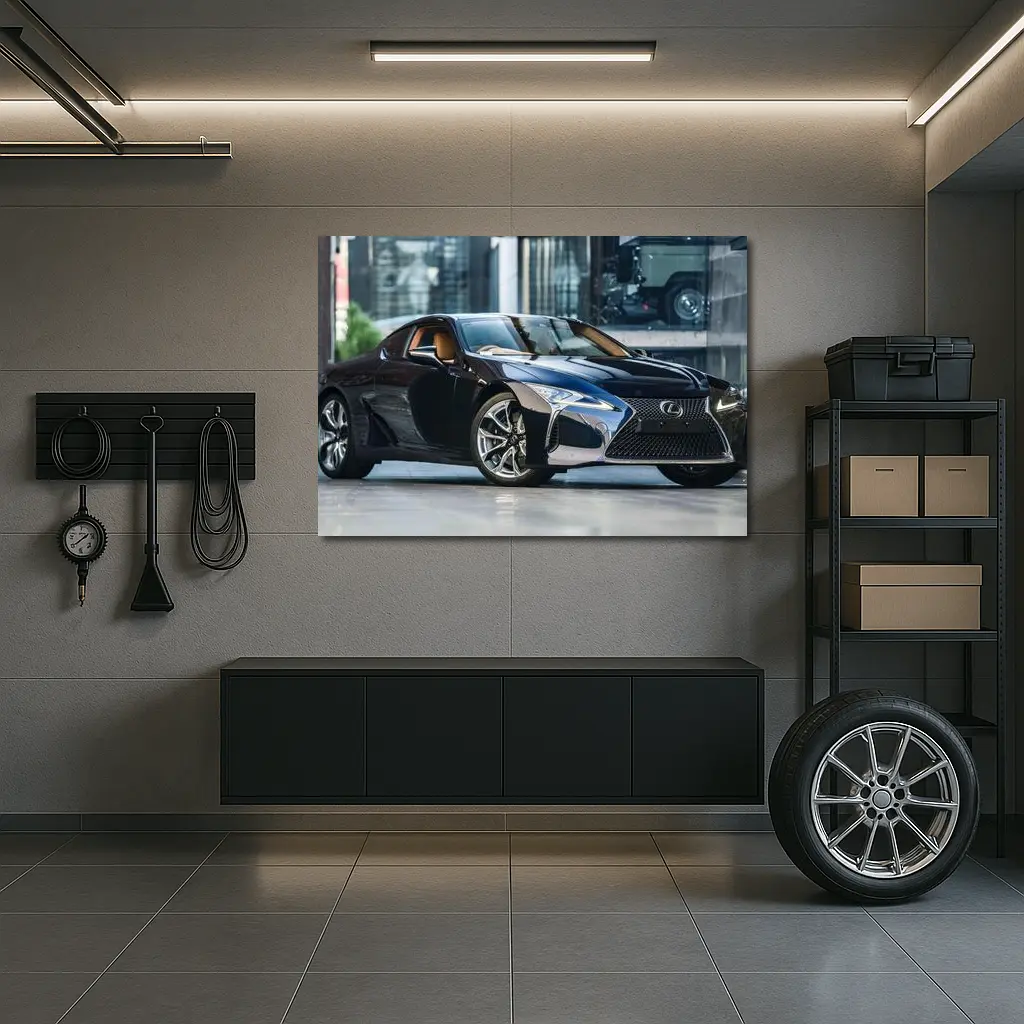Lexus LC Black Sports Coupe Urban Setting – Wall Art