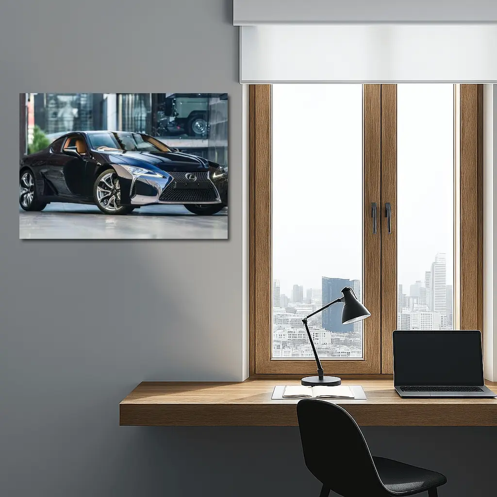 Lexus LC Black Sports Coupe Urban Setting – Wall Art