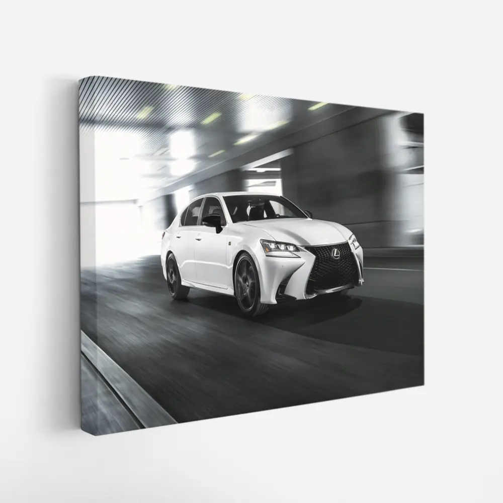 Lexus GS White Sedan Speeding Through Tunnel – Wall Art