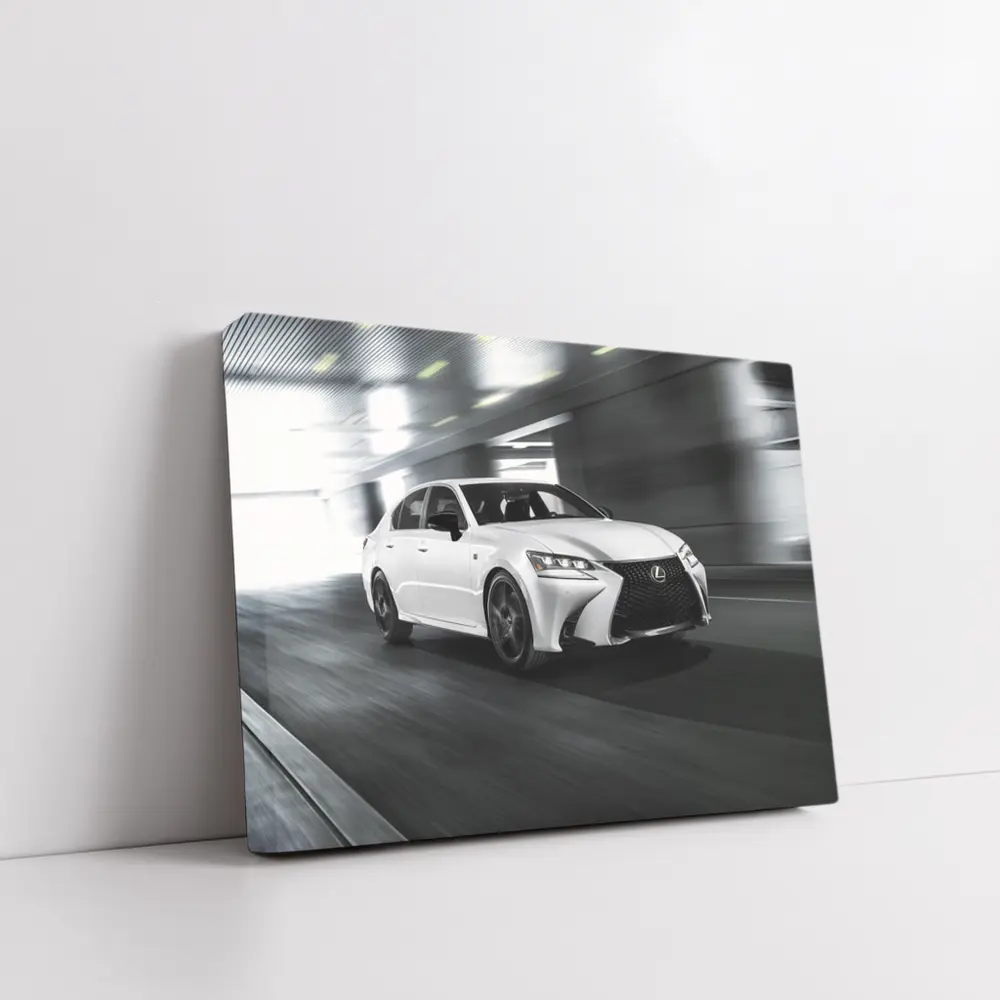 Lexus GS White Sedan Speeding Through Tunnel – Wall Art