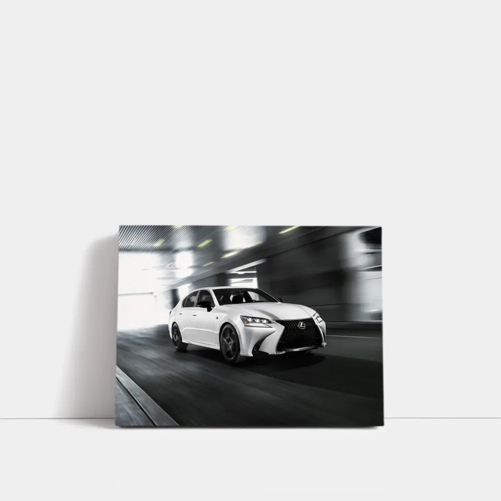 Lexus GS White Sedan Speeding Through Tunnel – Wall Art