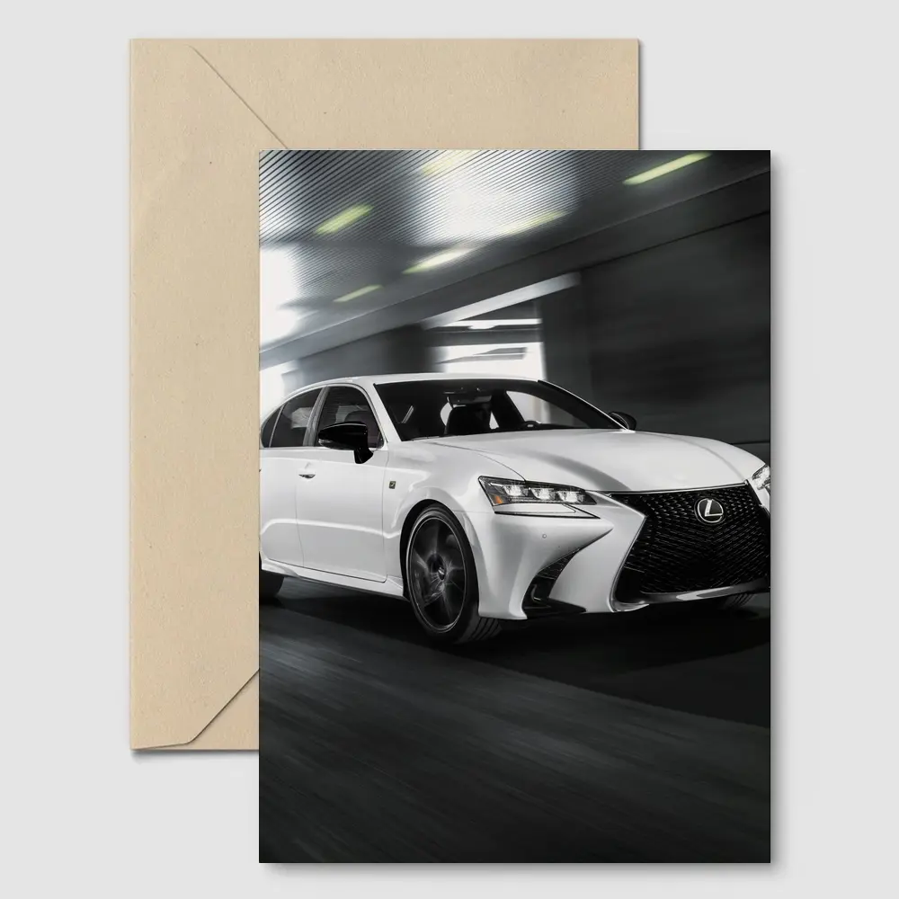 Lexus GS White Sedan Speeding Through Tunnel – Postcards