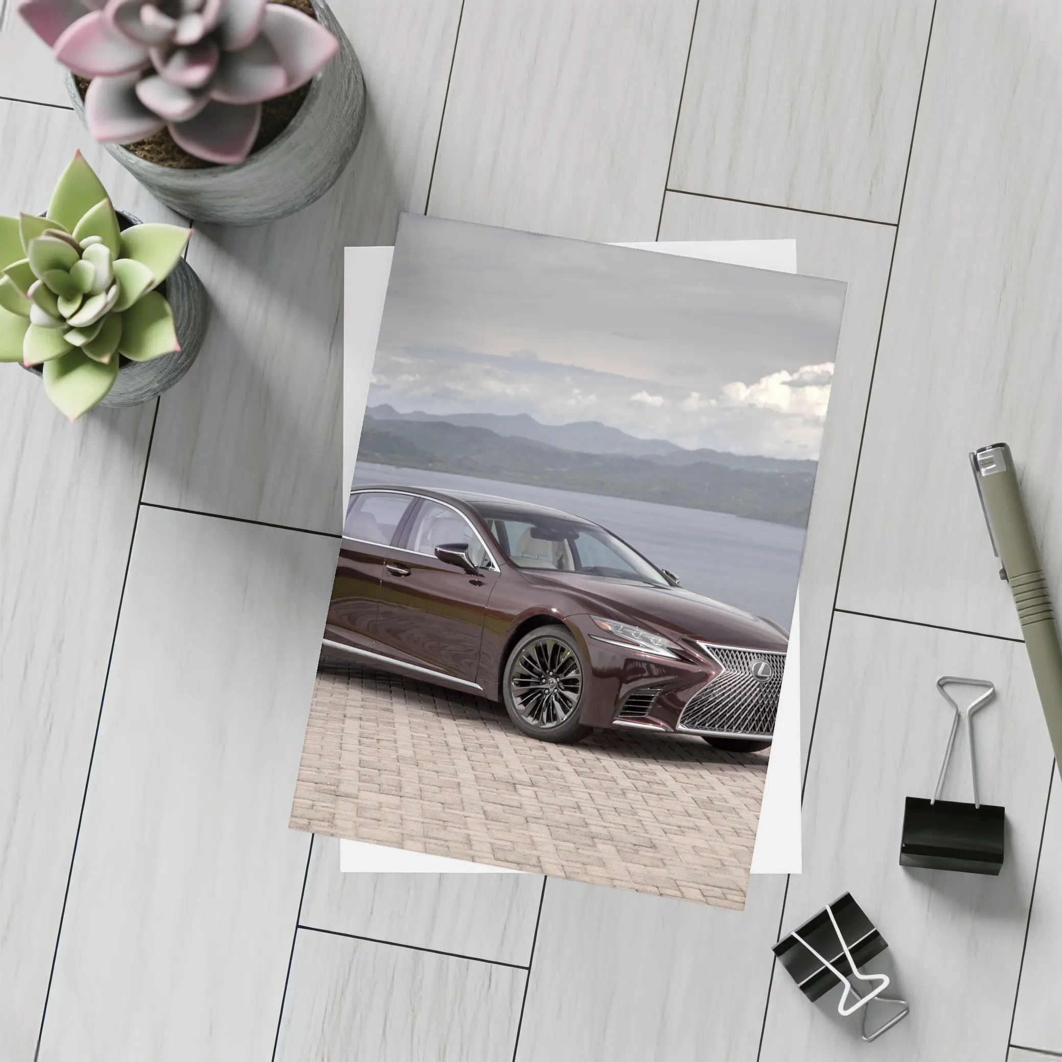 Lexus LS Luxury Sedan Lakeside Cloudy Day – Postcards