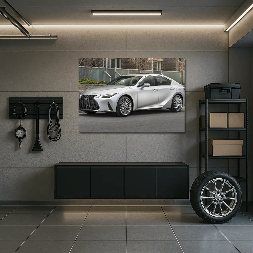 Lexus IS Silver Sedan Urban Street Setting – Wall Art