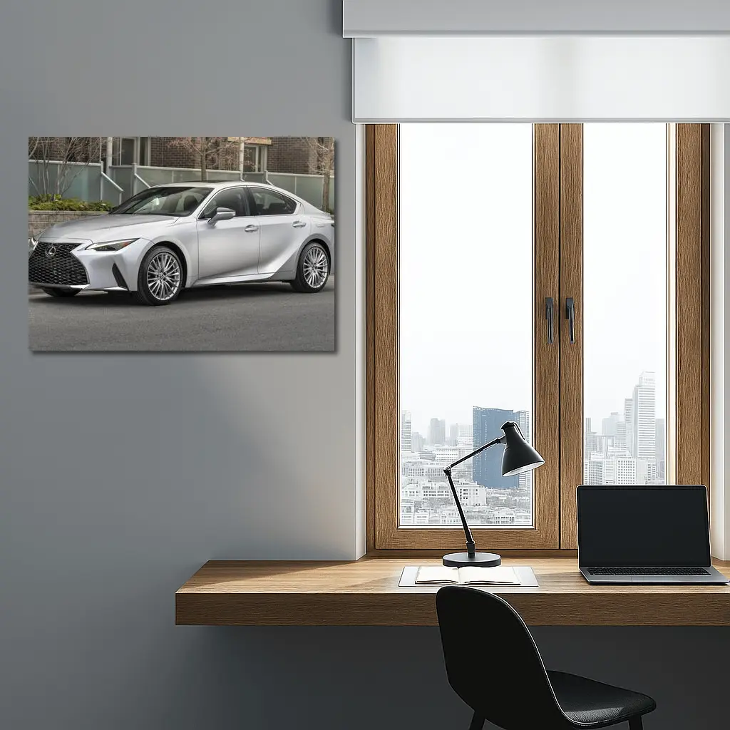 Lexus IS Silver Sedan Urban Street Setting – Wall Art