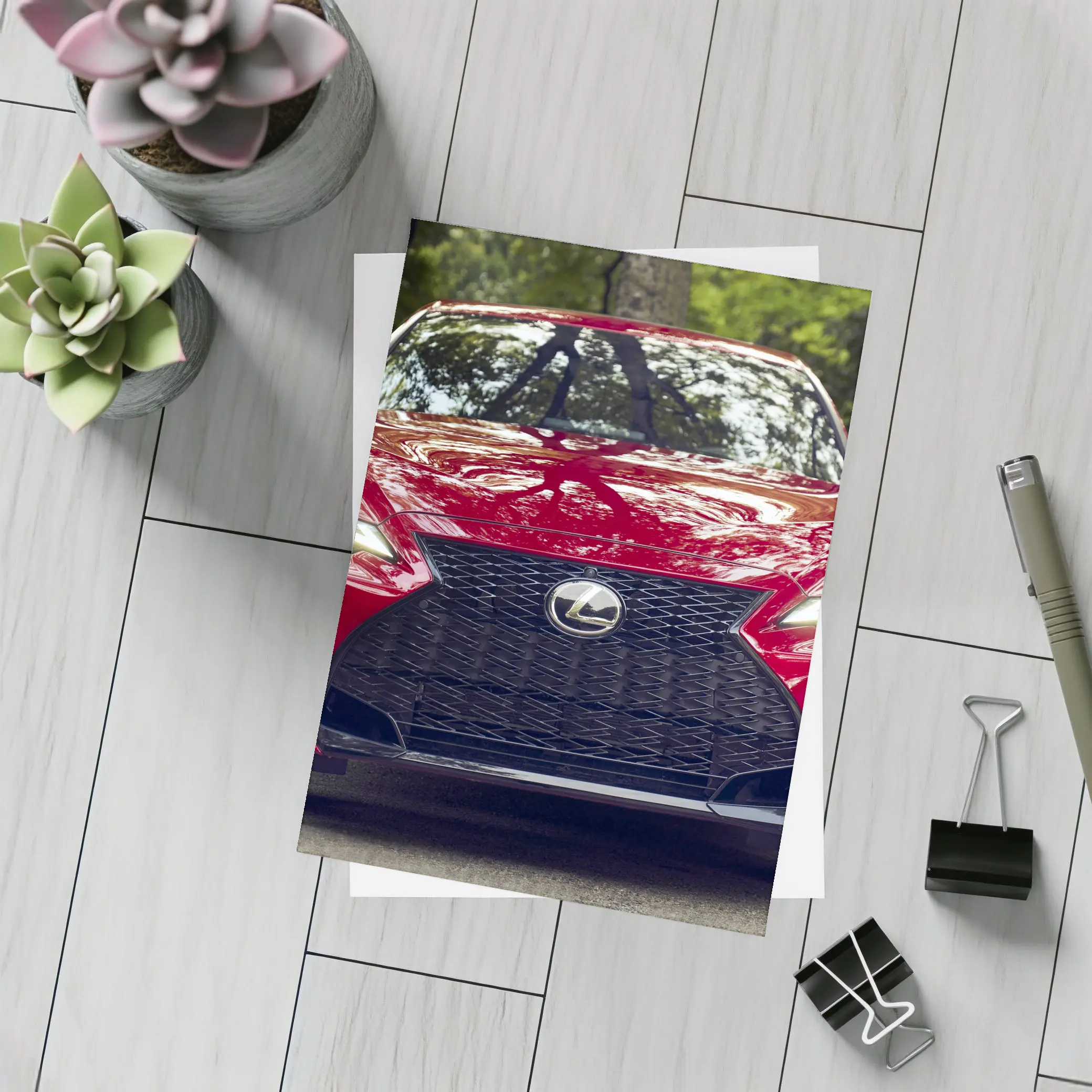 Lexus IS Front View Forest Background – Postcards