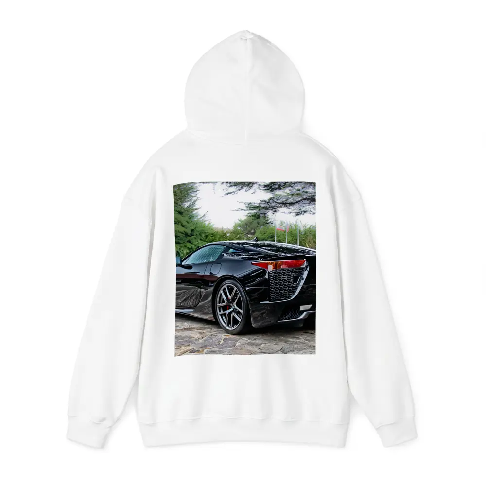 Black Lexus LFA Supercar Courtyard Setting – Hoodies