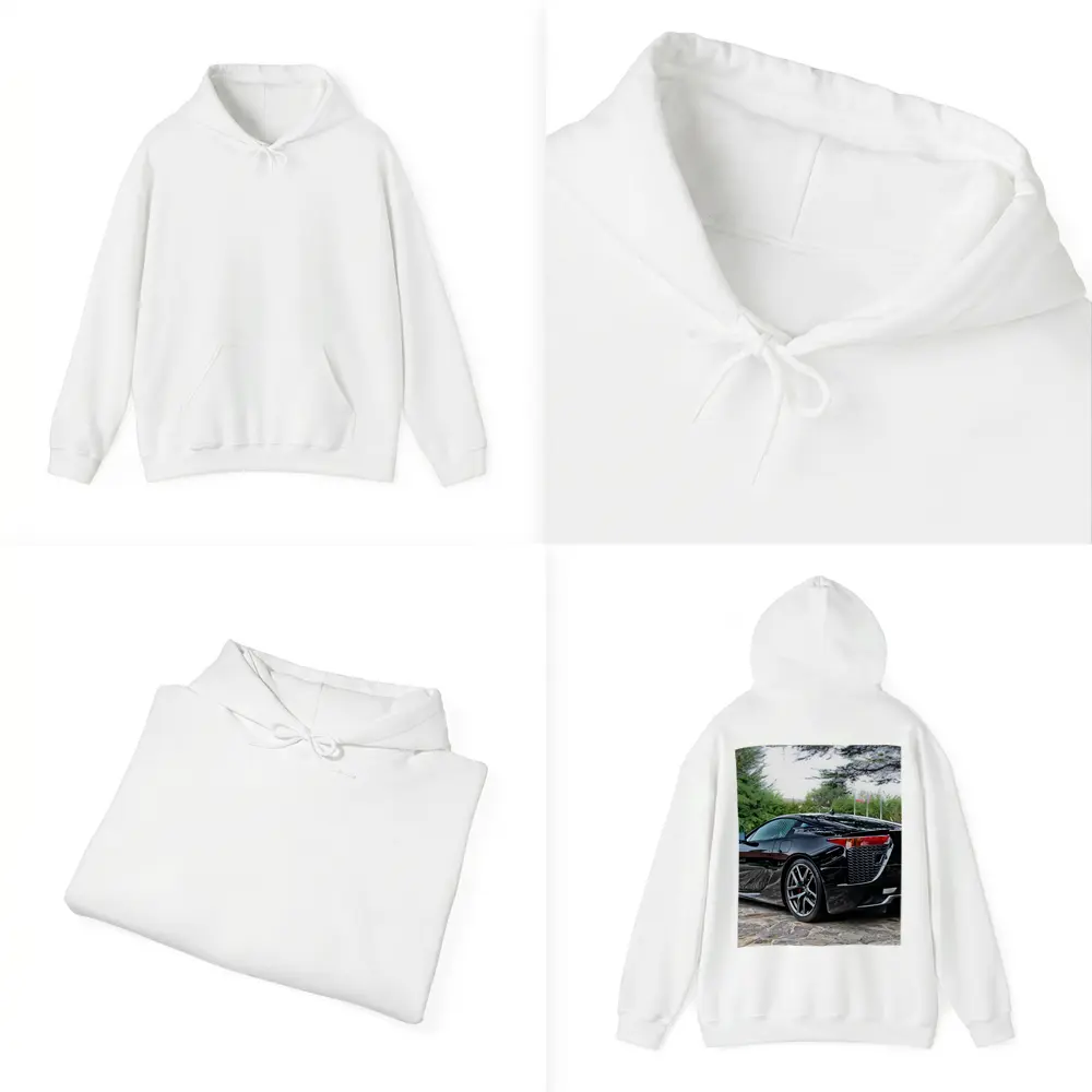 Black Lexus LFA Supercar Courtyard Setting – Hoodies