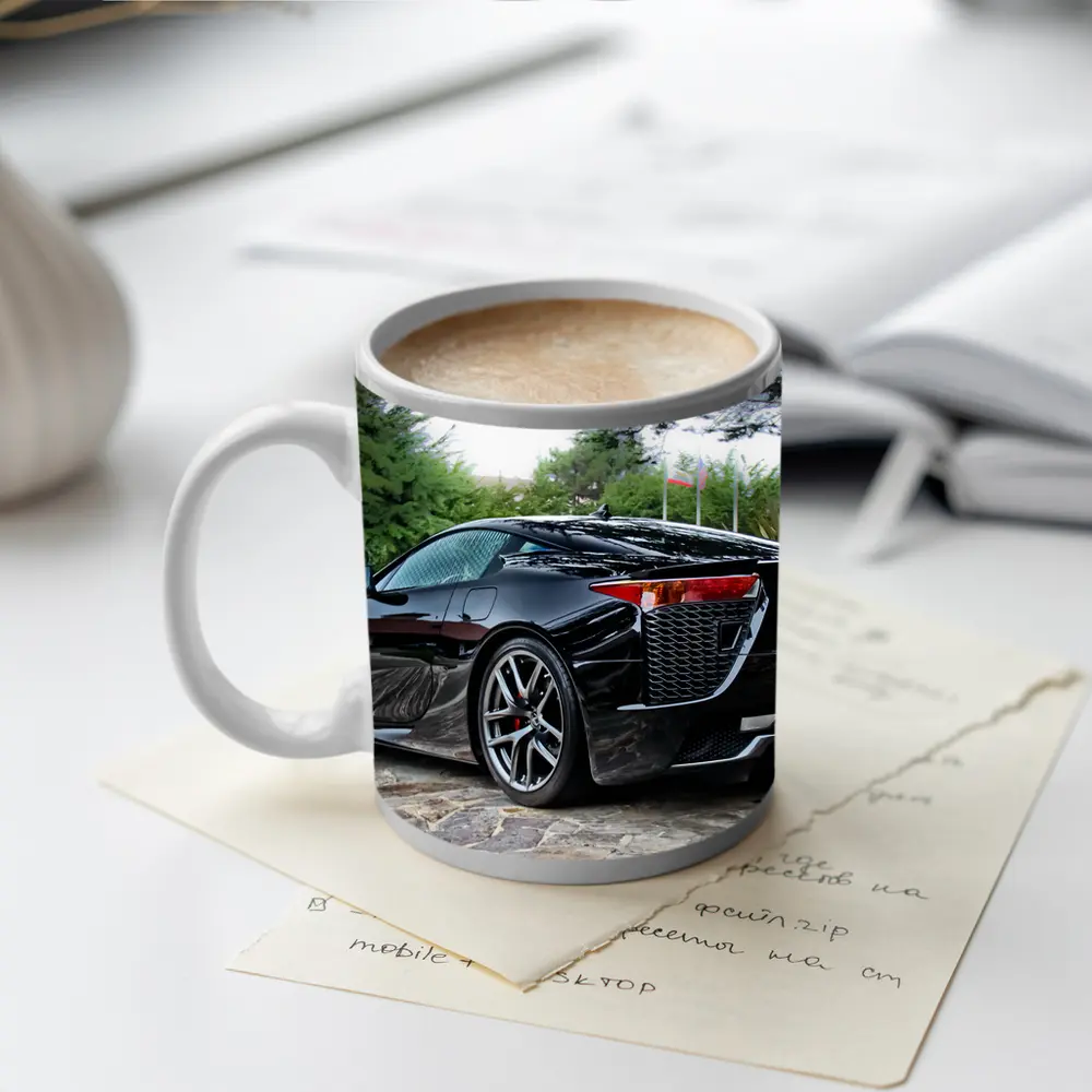 Black Lexus LFA Supercar Courtyard Setting – Mugs