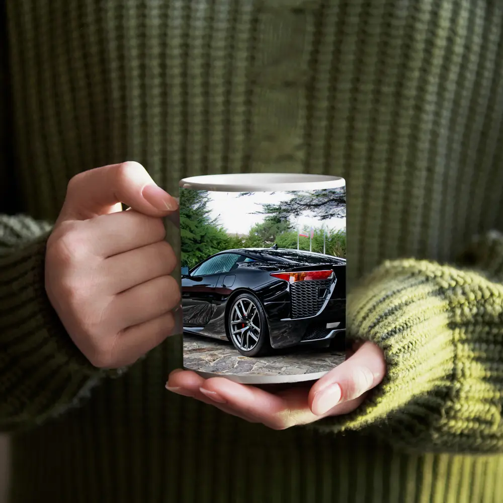 Black Lexus LFA Supercar Courtyard Setting – Mugs