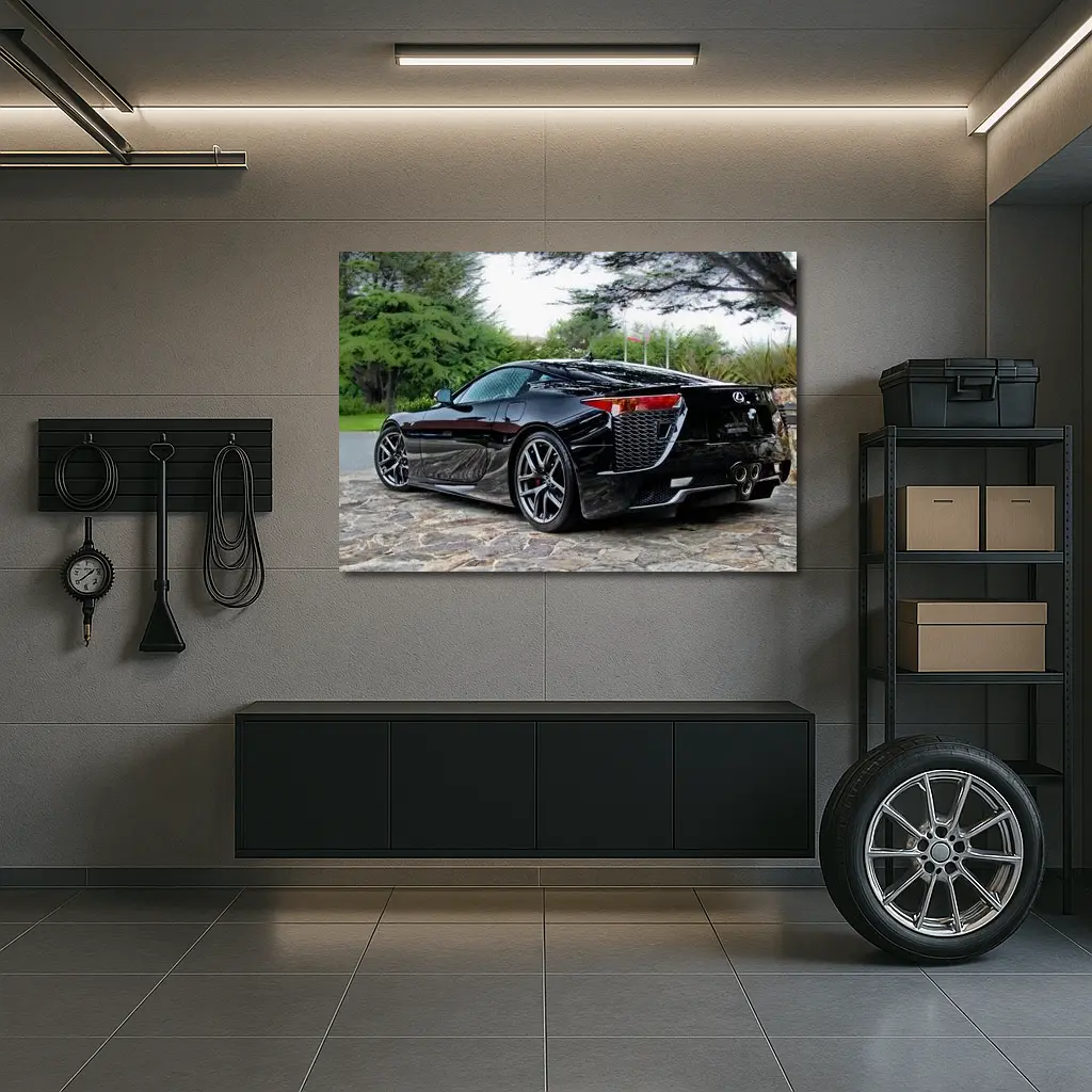 Black Lexus LFA Supercar Courtyard Setting – Wall Art