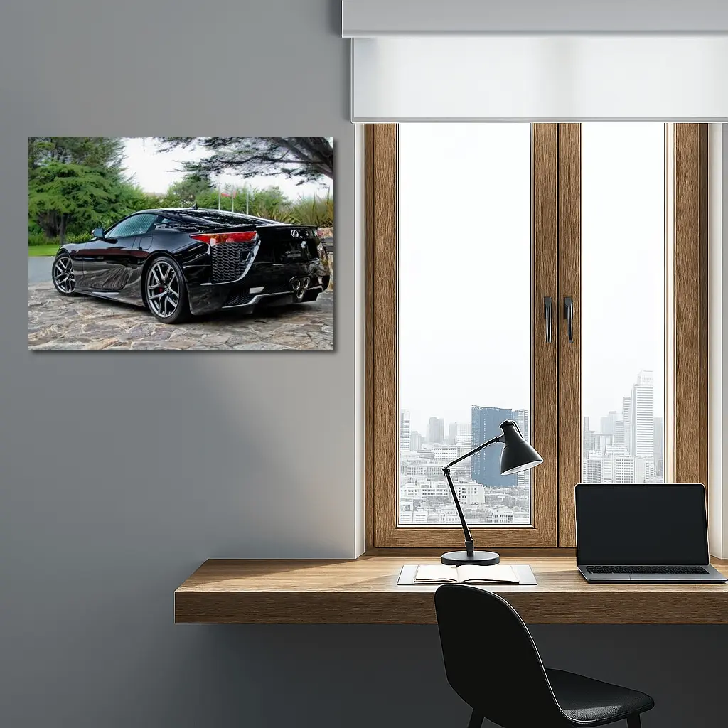 Black Lexus LFA Supercar Courtyard Setting – Wall Art